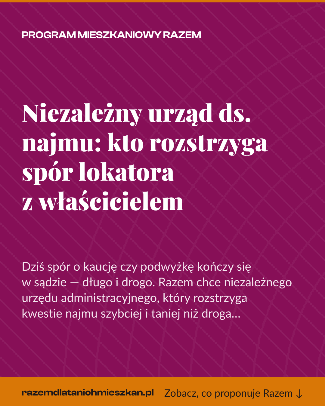 Grafika pionowa do udostępnienia: Niezależny urząd ds. najmu: kto rozstrzyga spór lokatora z właścicielem