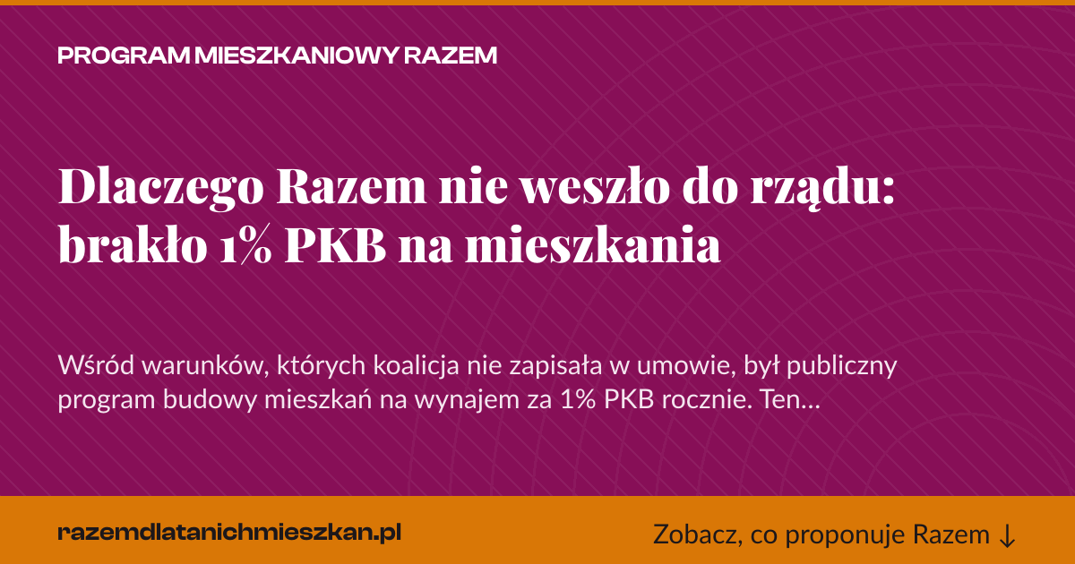 Karta social do udostępnienia: Dlaczego Razem nie weszło do rządu: brakło 1% PKB na mieszkania