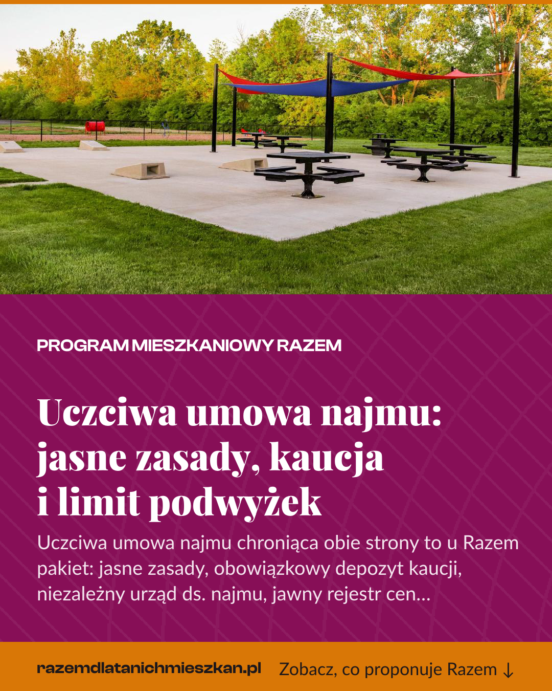 Grafika pionowa do udostępnienia: Uczciwa umowa najmu: jasne zasady, kaucja i limit podwyżek