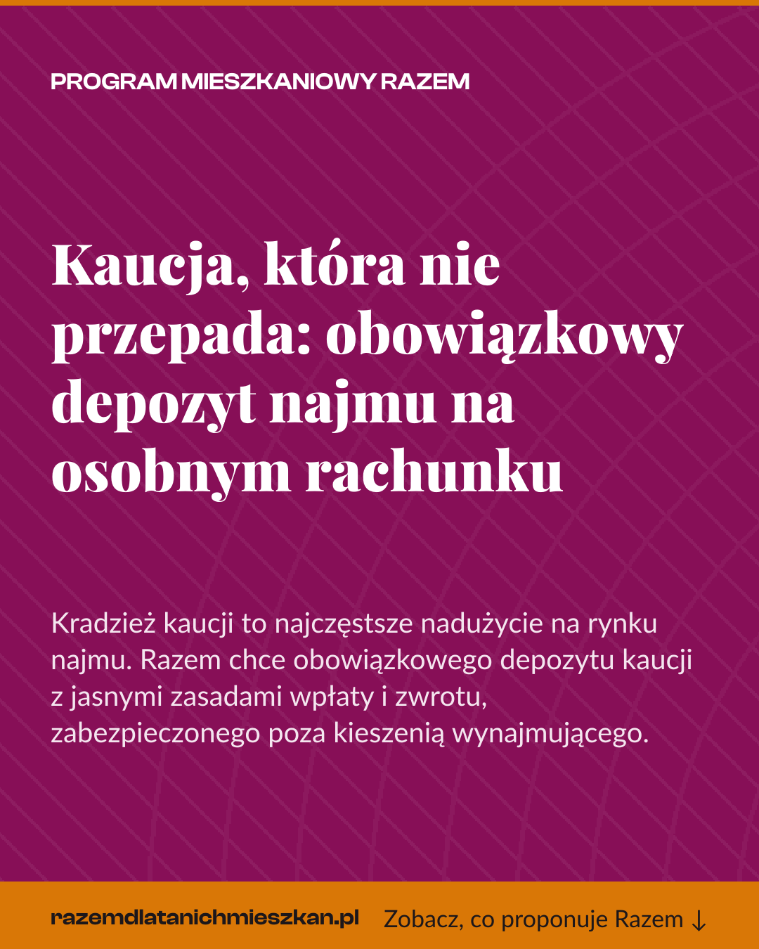 Grafika pionowa do udostępnienia: Kaucja, która nie przepada: obowiązkowy depozyt najmu na osobnym rachunku