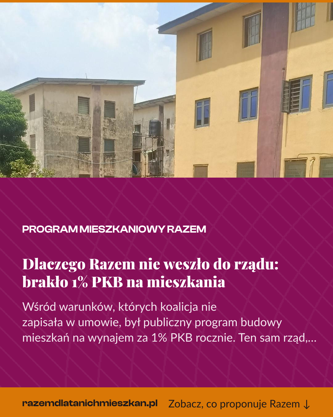 Grafika pionowa do udostępnienia: Dlaczego Razem nie weszło do rządu: brakło 1% PKB na mieszkania