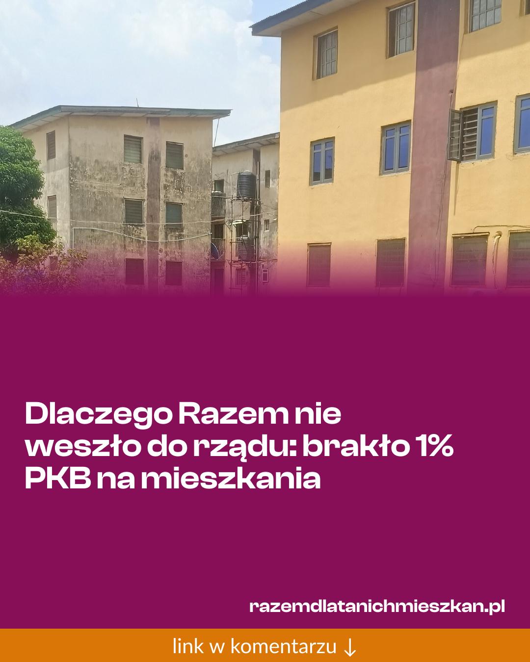 Grafika do udostępnienia: Dlaczego Razem nie weszło do rządu: brakło 1% PKB na mieszkania